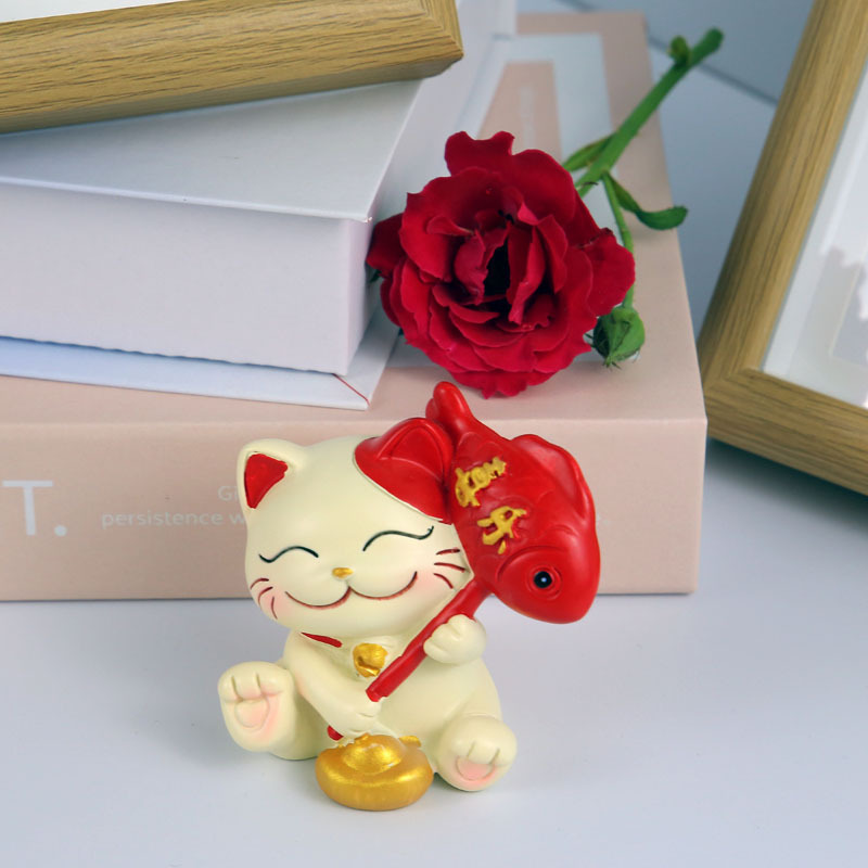 平安喜乐招财猫小摆件办公文化桌面装饰家居创意礼物小猫文创礼品|undefined