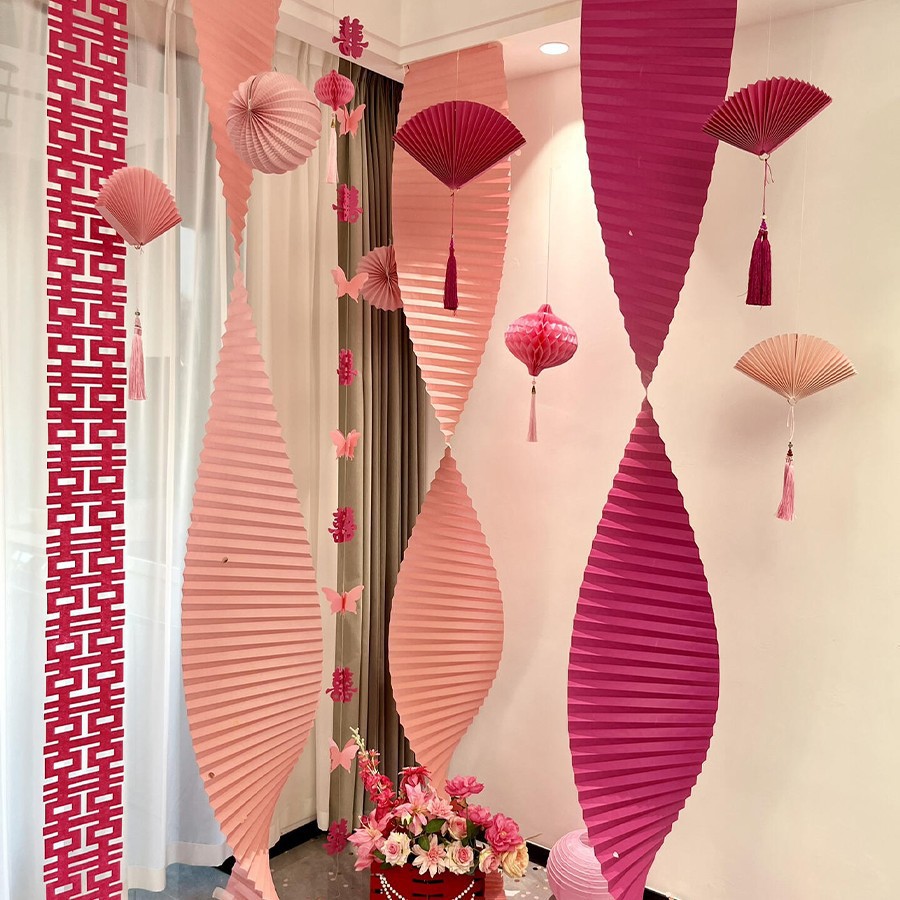 종이접기 반부채 웨딩룸 - 핑크 컬러 1