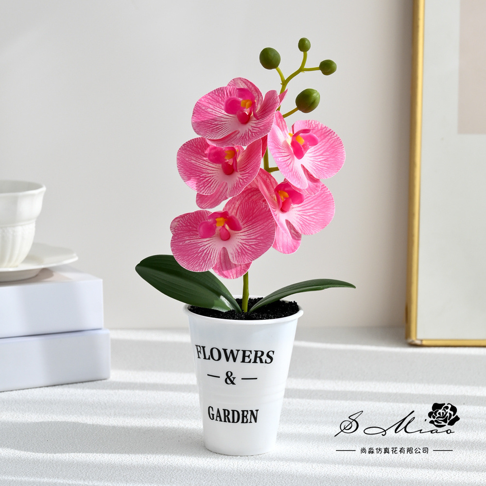 Cinco flores y dos hojas sensación de orquídea mariposa plantación de bonsai creativa decoración del hogar de moda fotografía flores artificiales ornamentos de boda