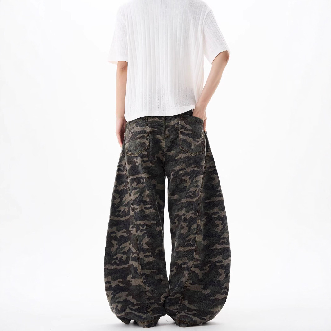 Jean cargo rétro camouflage large multi poches style urbain_voghion.com