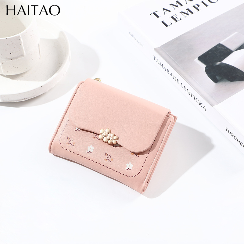 Haitao billetera al por mayor spot 2024 otoño y invierno nuevo estilo coreano PU impresión cremallera monedas dulces billetera corta