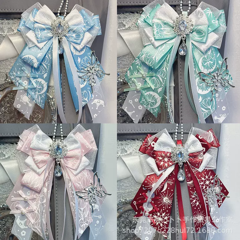 原创背包蝴蝶结挂件百搭丝带胸针别针diy材料包洛丽塔痛包装饰物