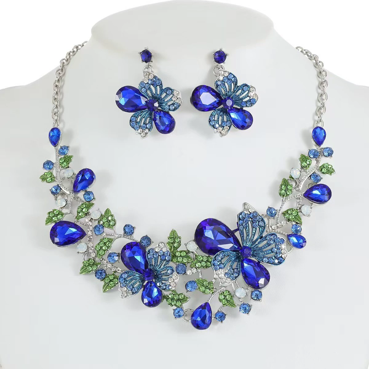 Ожерелье и серьги для невесты, ювелирные украшения, металлический аксессуар, стиль легкой роскоши