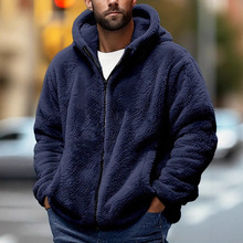 2025跨境外套男款秋季双面绒保暖夹克衫马需逊宽松连帽下外套