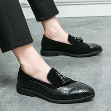 跨境大码英伦尖头乐福鞋男38-46码流苏套脚皮鞋男士商务休闲皮鞋