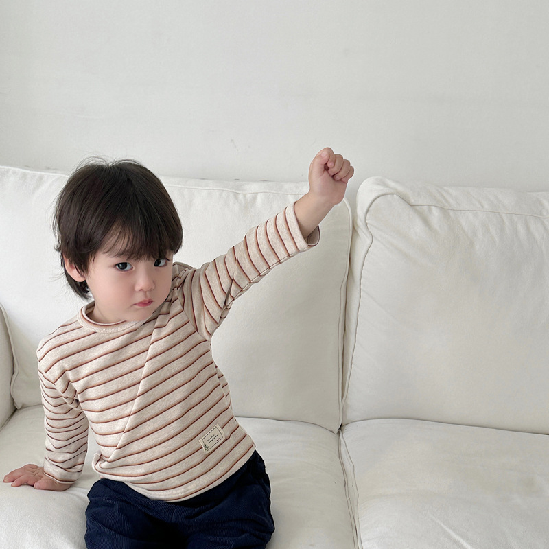 (Fuerte empuje sólo necesita base T) de los niños de otoño e invierno de algodón puro suave glutinoso piel amigable base camiseta niños y niñas de manga larga Camiseta