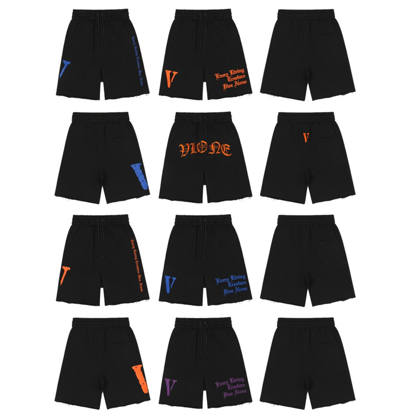 Vlone Fog American Style Big V Shorts Men's Casual Sports Pants Summer High Street Loose Pants Women's Straight Trendy Brand
