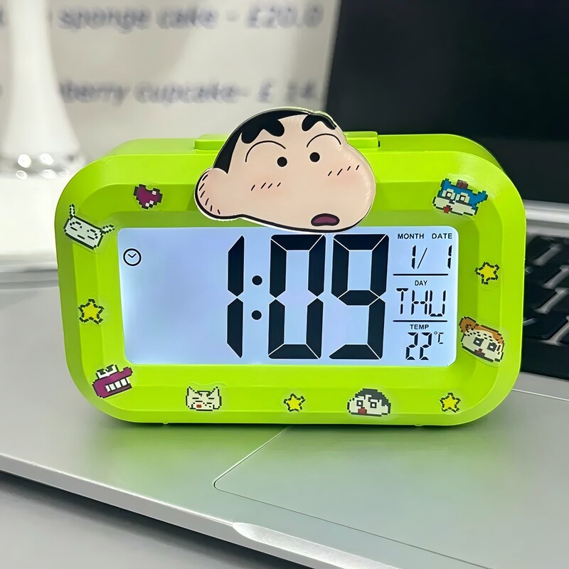 かわいいハローティー夜光ミニ時計学生寮多機能デスクトップ時計時間静音時計|undefined