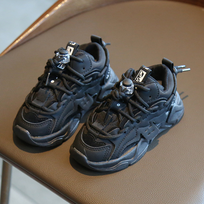 2025 Primavera, otoño e invierno, zapatos deportivos de malla para niños, zapatos impermeables de cuero para papá, zapatos casuales cálidos de algodón para niños y niñas