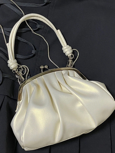  new summer style girl's cute pleated clip bag niche high-end chain bag portable crossbody bag dumpling bag