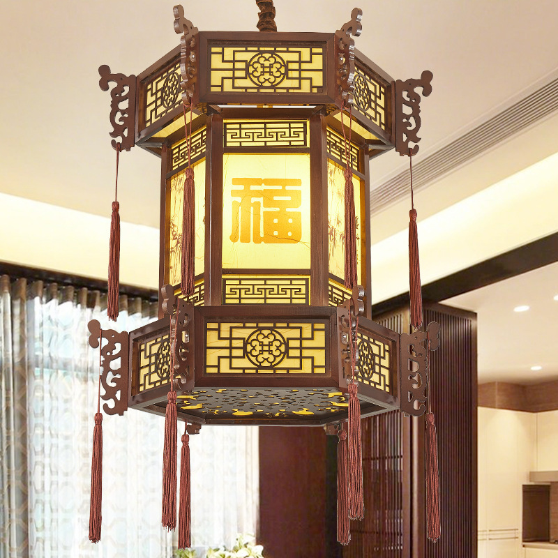 Chinese Retro Solid Wood Classical Palace Lantern Corridor Teahouse Hotel Temple Red Lantern Goatskin Lamp Hexagonal Door Chandelier Chinese Retro Solid Wood Classical Palace Lantern Corridor Teahouse Hotel Temple Red Lantern Goatskin Lamp Hexagonal Door Chandelier