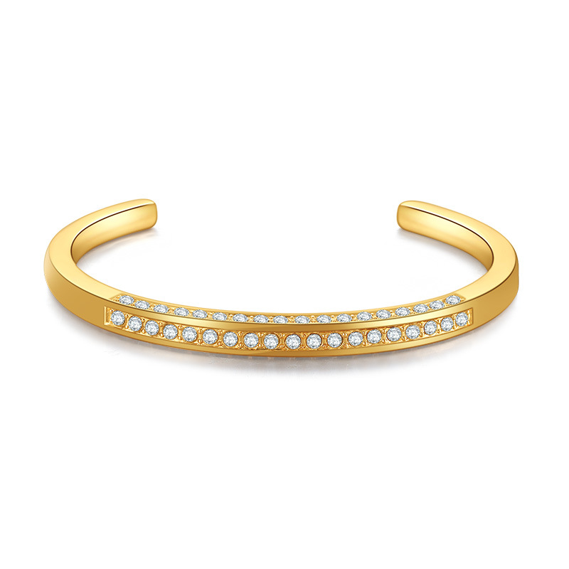 Fashion C Shape Alloy Plating Rhinestones Women's Bangle display picture 2