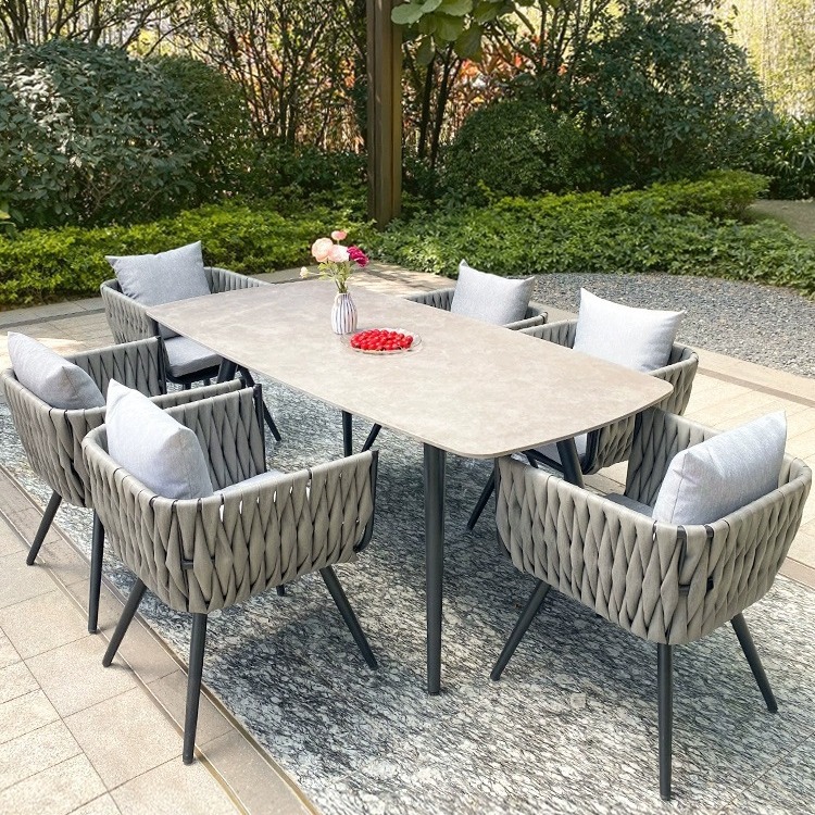 Nordic al aire libre mesa y silla patio al aire libre Silla de ratán de ocio al aire libre combinación jardín terraza balcón mesa de té