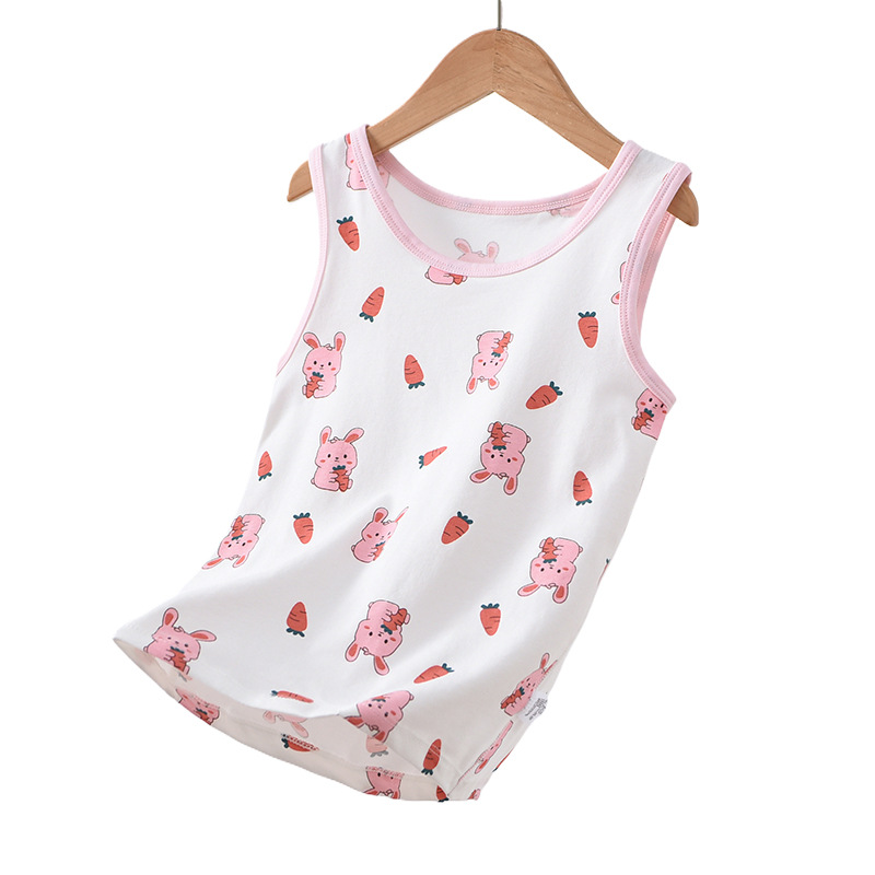 Algodón sin costuras Chaleco de verano nuevos niños y niñas bebé correa sin mangas sin hueso tocar fondo pijamas delgados moda