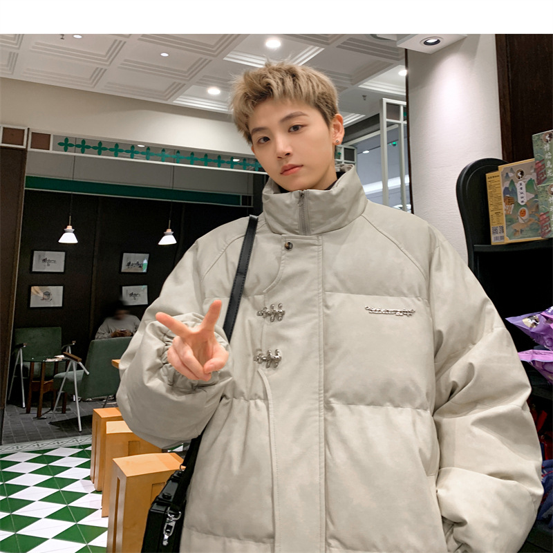 Leather Cotton-padded Jacket Men's Winter Metal Aircraft Buckle American Cotton-padded Jacket Thickened Warm Loose Bread Clothes Cotton_voghion.com