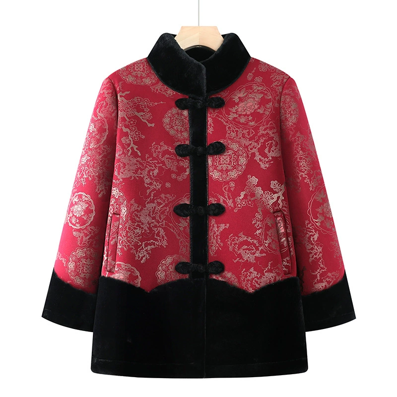 Мама среднего возраста зимняя бархатная толстая куртка 2024 новый женский норковый бархат хлопчатобумажная одежда среднего и пожилого меха