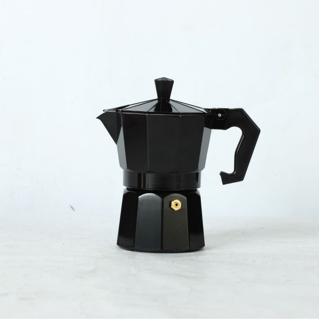 Cafetera moka italiana de aluminio de doble válvula, estilo europeo, octogonal, popular transfronterizamente.