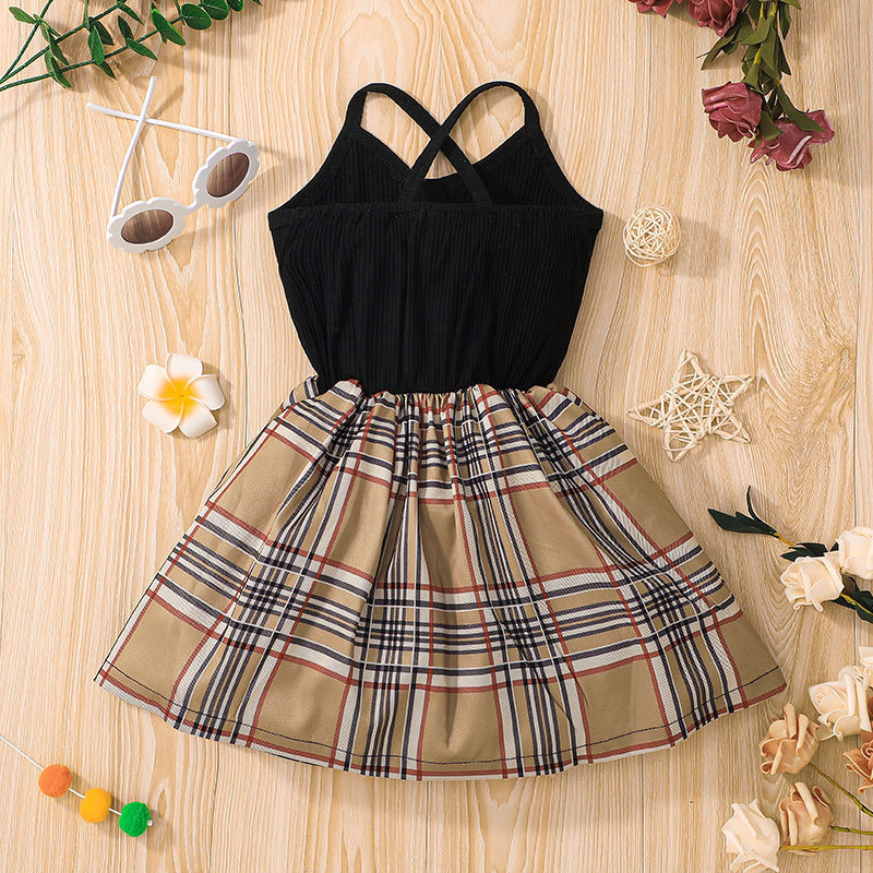 2022 Summer Girls Suspender Skirt European And American New Plaid Dress Wholesale display picture 4