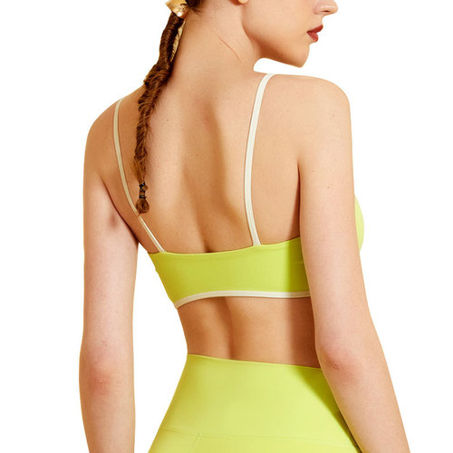 Leica Plaid Yoga Top Women's Bra Shockproof Sports Bra Shockproof Beautiful Back Sexy Fitness Backless Straps