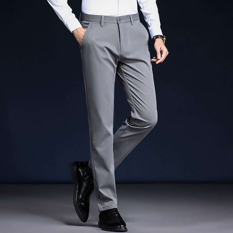 Pantalones para hombres, ropa formal recta sin planchar de negocios de primavera, pantalones casuales delgados de mediana edad, pantalones de trabajo de viaje profesional image 6