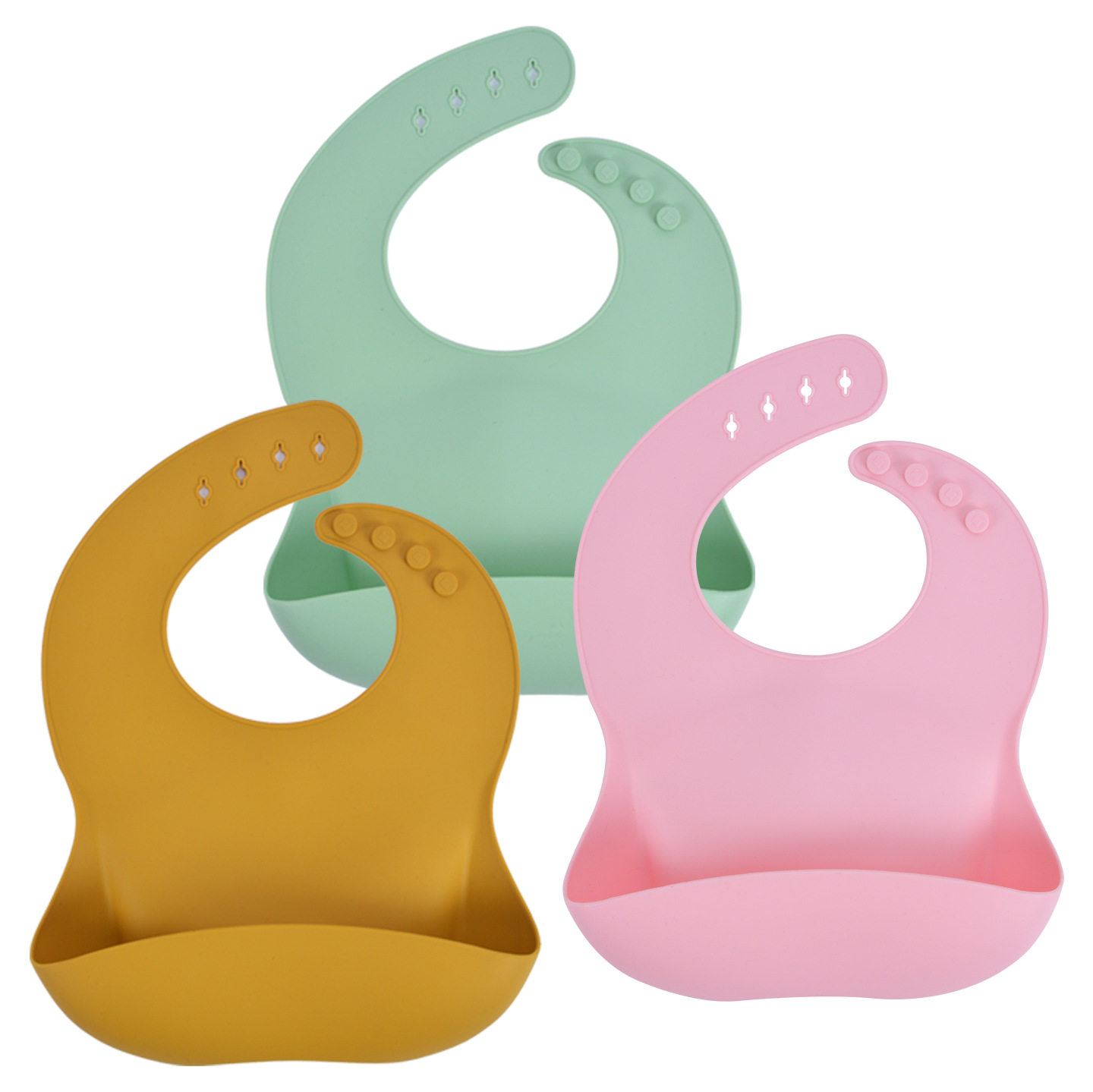 现货婴儿硅胶围兜宝宝吃饭口水巾防水食饭兜围嘴小孩儿童口水兜