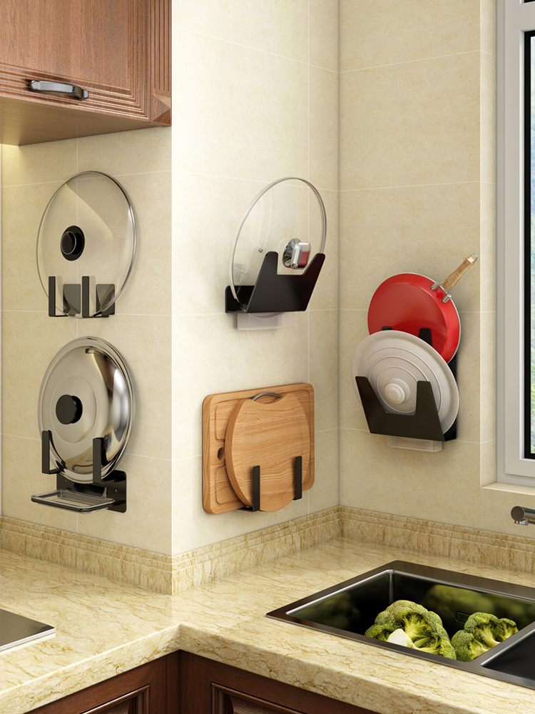 Punch holes Wall mounted kitchen Pot cover rack Space aluminum Cutting Board Rack Cutting board Place rack Use Lid Storage rack