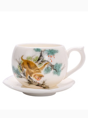 十二生肖羊脂玉瓷功夫茶杯德化白瓷主人杯單杯品茗杯防燙有耳茶杯