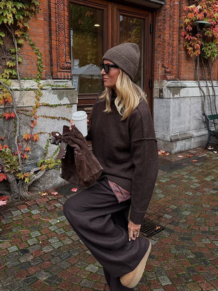Estilo casual de moda simple suéter de manga larga de cuello alto de color sólido 2025 otoño y invierno nuevo estilo transfronterizo europeo y americano image 6