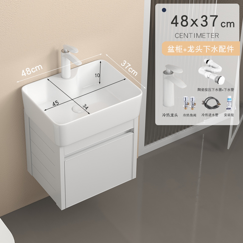 Engrosado espacio gabinete de baño de aluminio pequeño apartamento lavabo Mini lavabo de baño lavabo integrado lavabo de cerámica