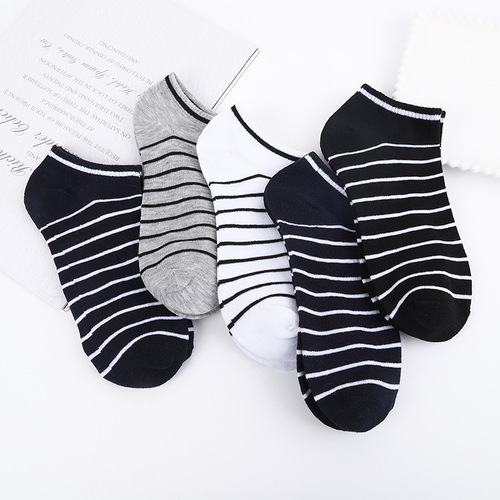 New summer men's boat striped socks, low cut short sports socks, fashionable striped invisible shallow socks