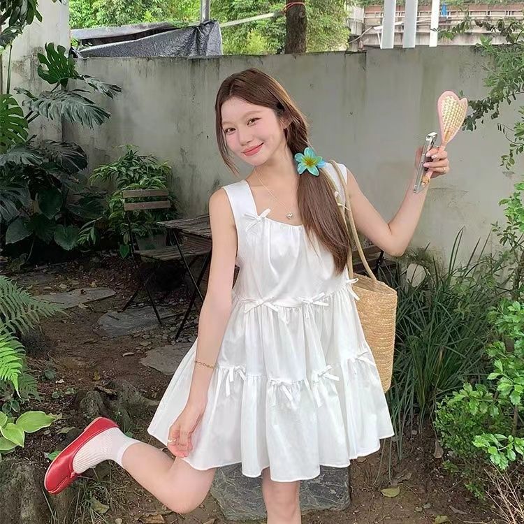 Fresh cute summer Japanese dress with bow