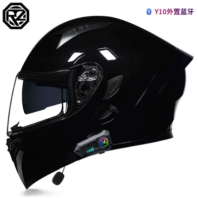 Motosiklet kaskı (dəbilqə) — warm helmet - bright-black-with-transparent-y10-bluetooth-m