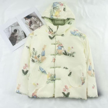 手工棉衣外套纯棉棉袄加厚棉花棉服盘扣碎花宽松连帽秋冬女士新款