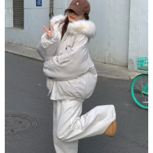 明星同款大毛领派克羽绒棉服女2025新款冬季保暖加厚工装棉衣外套