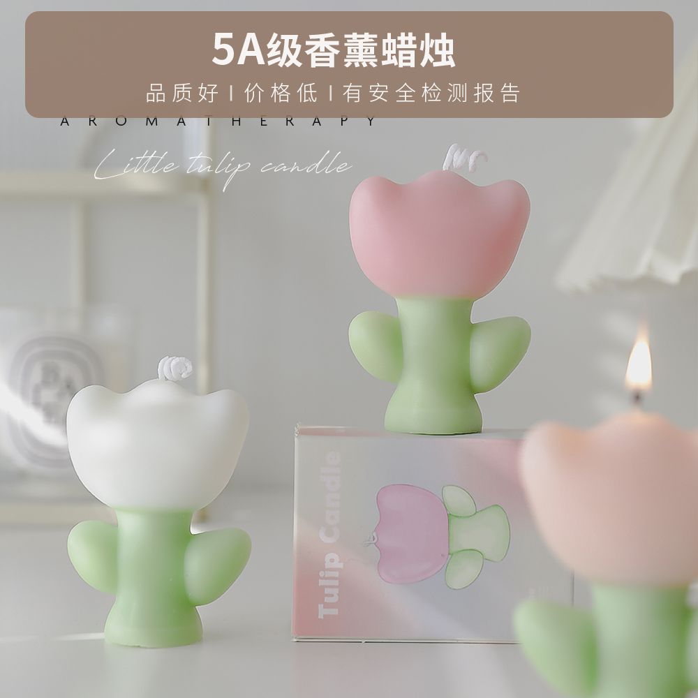 Tulipanes Velas de aromaterapia Recuerdos creativos al por mayor Regalos de fragancia del día del maestro hechos a mano Cera de modelado de flores de simulación