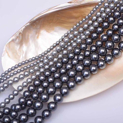 Zhenduoma Shijia Pearl Round Beads Loose Beads Through Hole Gray Pearl Handmade Necklace Beaded Jewelry Accessories Wholesale