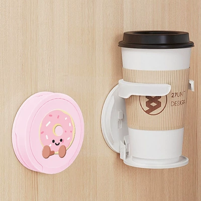 Car cup holder/beverage holder: Cartoon Office Car Water Kettle Cup - pink-donut-doll