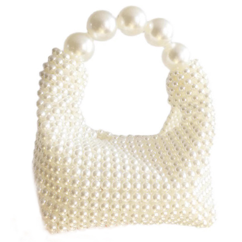 Real Factory European and American Beaded Handbag Summer Women's Pearl Bag Handmade Woven Wrist Bag Fashionable Women's Bag