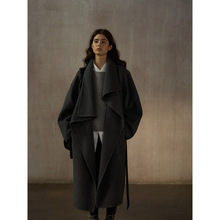 【识几】不规则翻领立绒高品质手缝全羊毛双面尼大衣外套女M9817