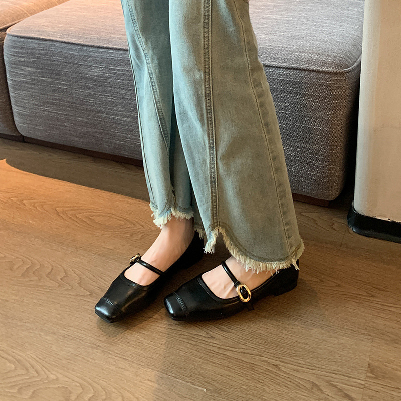 3688-53 Mary Jane Shoes for Wide Feet, Shallow Mouth, French Style, Single Strap, Extra Wide, Large Size Women's Shoes 41-43