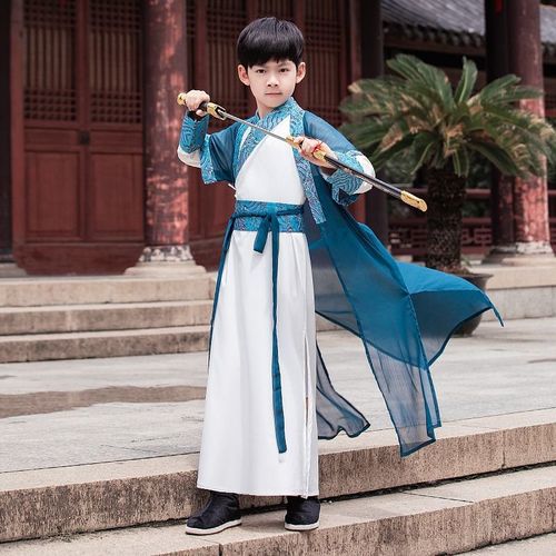 Boy Girls chinese hanfu Chinese ancient folk costume prince warrior swordsman cosplay gown master tang suit children suit Chinese wind boy Chinese Chinese Hanfu 