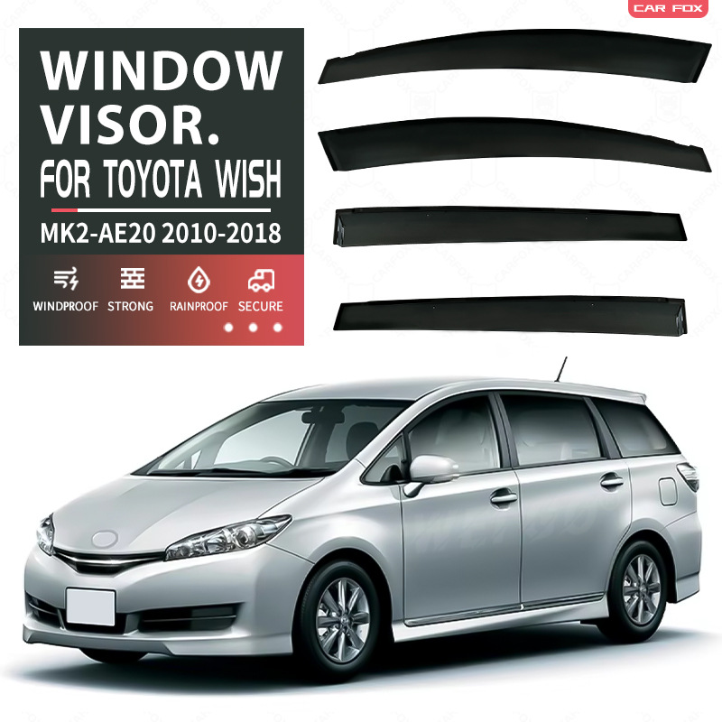 Suitable for Toyota Wish Window Visor, Car Window Rain Shield, Sunshade Deflector, Rain Eyebrow