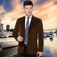 2025秋冬季灯芯绒羊毛呢西服男士中年爸爸装商务休闲单西装厚外套