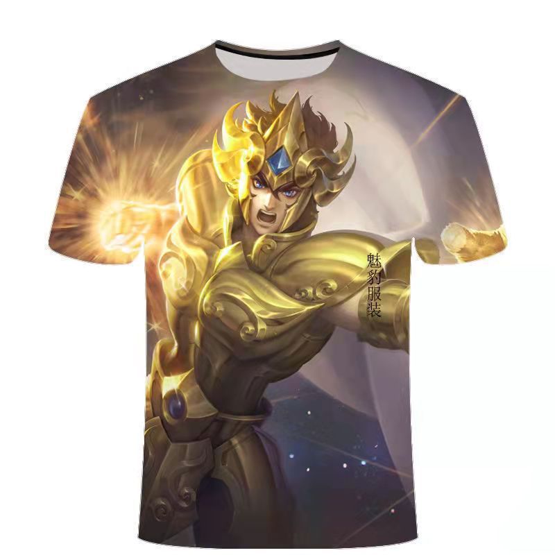 Camiseta de manga corta con estampado digital bidimensional de verano 3d verano para adolescentes y niños juego de gloria para hombres