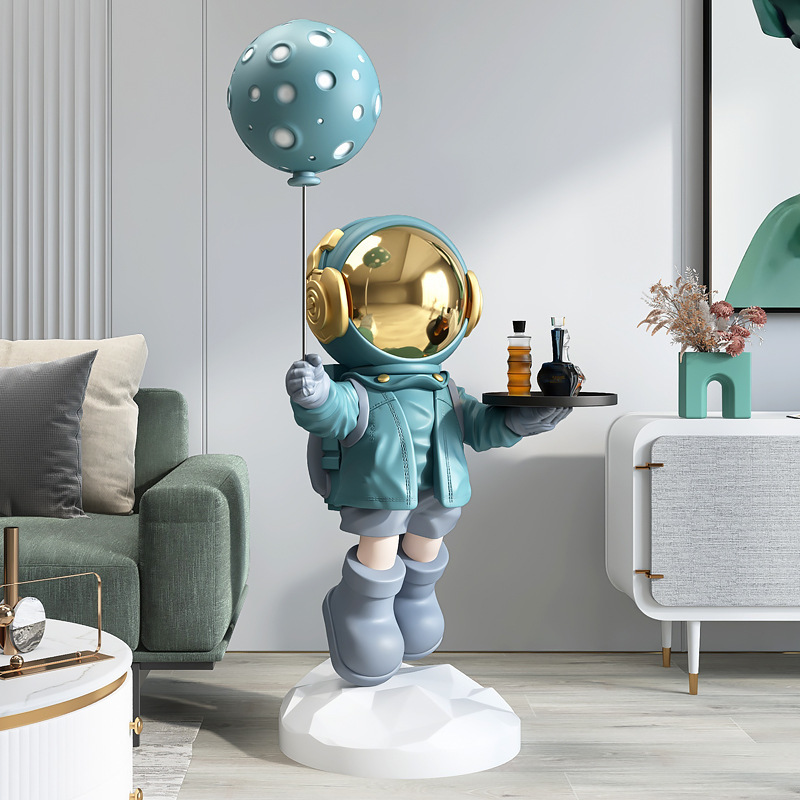 宇宙飛行士のリビングルームの大きな床置き装飾品ソファテレビキャビネットの横の装飾品宇宙飛行士の新築祝いのトレイギフト|undefined