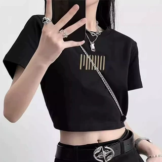 2026夏季新款短款露脐辣妹体恤上衣潮修身小个子黑色女士短袖T恤