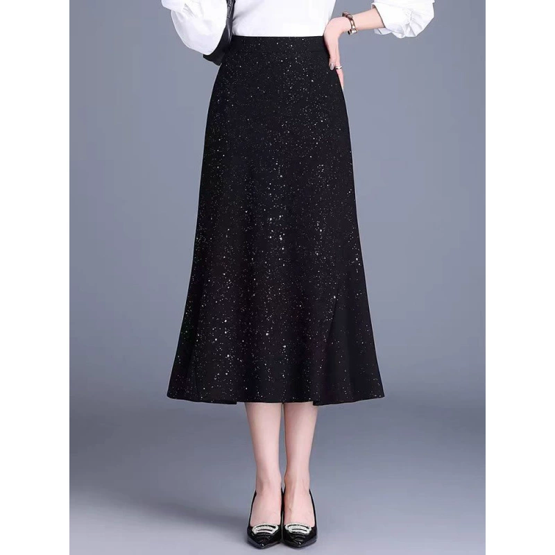2253 человека собрали 2025 весенне-осеннюю новую юбку с пайетками «рыбий хвост» в корейском стиле, утягивающую эластичную юбку средней длины с высокой талией