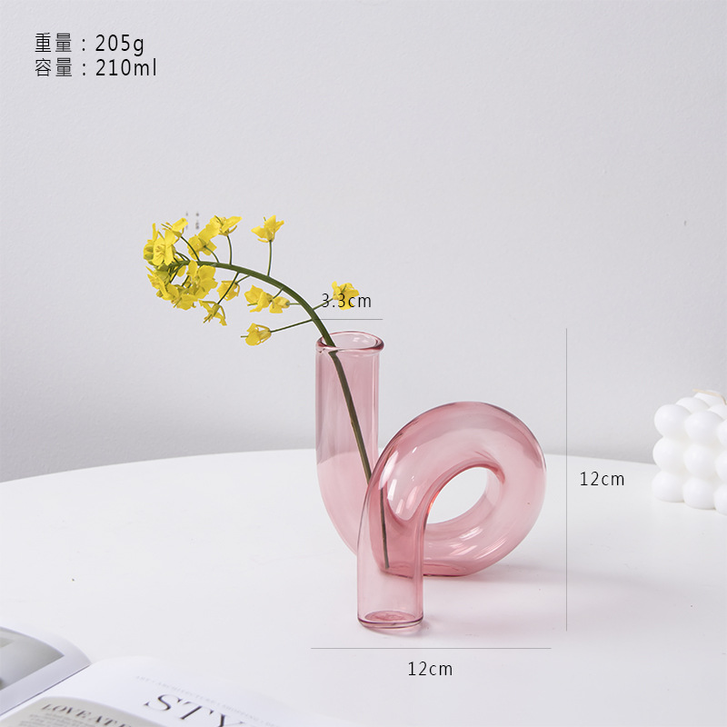 Flores de vidrio de forma diferente de color ornamentos de estilo nórdico irregular arreglos florales creativos para el hogar ornamentos de flor de sala de estar