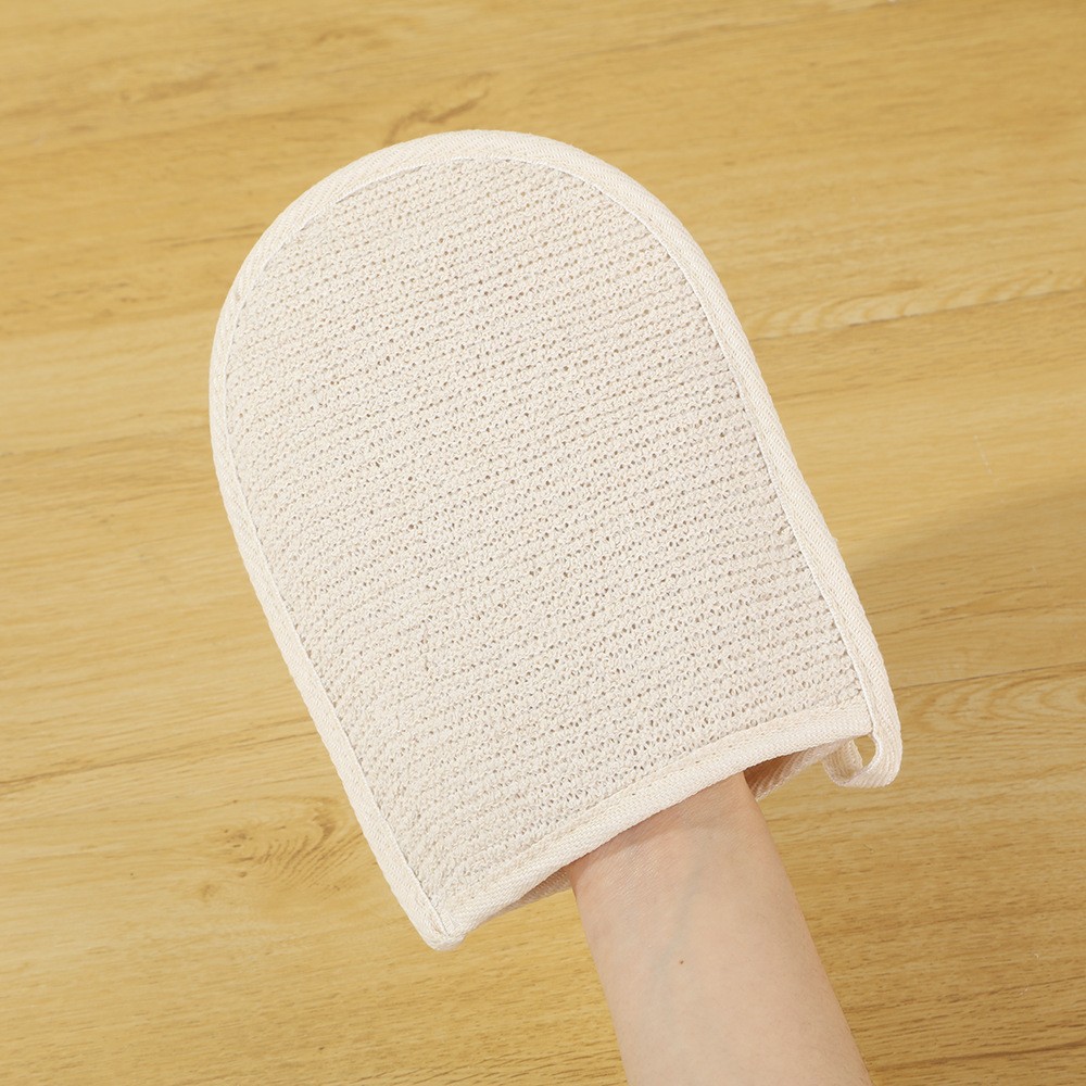 Venta al por mayor de fábrica de guantes de toalla de baño de yute Toalla de baño guantes de baño de ramio toalla cuadrada de doble cara guantes de baño