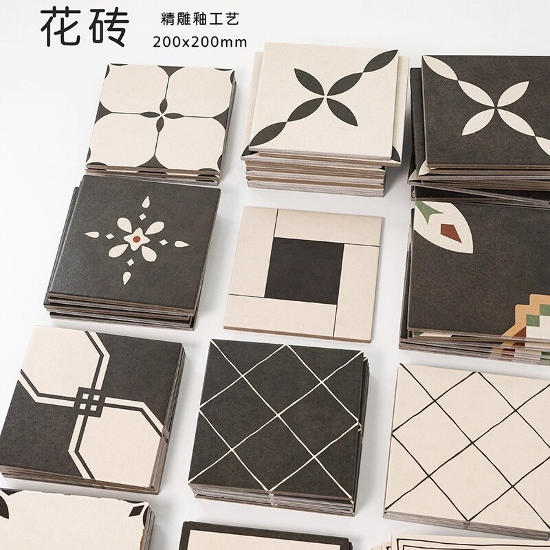 Black and White Mid-Century Style Tiles, Retro Floor Tiles, Kitchen Cafe, B&B, Bathroom, Clothing Store, Entrance Tiles